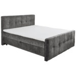 BED MET MATRAS 160 cm x 200 cm, textiel, materiaal hout antraciet thumbnail 1