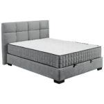 BED MET MATRAS 140 cm x 200 cm, textiel, materiaal hout antraciet thumbnail 1