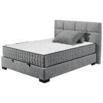 BED MET MATRAS 140 cm x 200 cm, textiel, materiaal hout antraciet thumbnail 4
