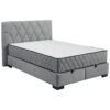 BED MET MATRAS 140 cm x 200 cm, textiel, materiaal hout antraciet