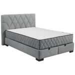 BED MET MATRAS 140 cm x 200 cm, textiel, materiaal hout antraciet thumbnail 1