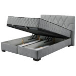 BED MET MATRAS 140 cm x 200 cm, textiel, materiaal hout antraciet thumbnail 3