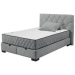 BED MET MATRAS 140 cm x 200 cm, textiel, materiaal hout antraciet thumbnail 4