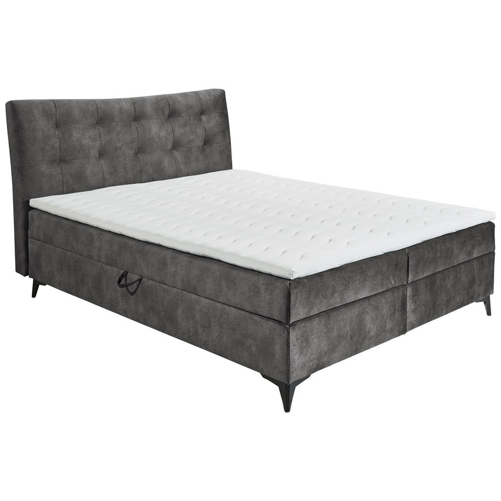 BED MET MATRAS 180 cm x 200 cm, houtmateriaal, textiel antraciet