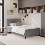 BED MET MATRAS 120 cm x 200 cm, grafietkleurig textiel thumbnail 1