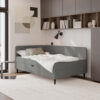 BED MET MATRAS 90 cm x 200 cm, grafietkleurig textiel