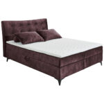 BED MET MATRAS 180 cm x 200 cm, textiel, houtmateriaal, auberginekleur thumbnail 3