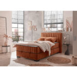 BED MET MATRAS 120 cm x 200 cm, textiel, cognackleurig houtmateriaal thumbnail 2