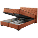 BED MET MATRAS 140 cm x 200 cm, houtmateriaal, cognackleurig textiel thumbnail 4