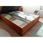 BED MET MATRAS 140 cm x 200 cm, houtmateriaal, cognackleurig textiel thumbnail 6