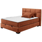 BED MET MATRAS 140 cm x 200 cm, textiel, cognackleurig houtmateriaal thumbnail 4