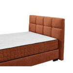 BED MET MATRAS 140 cm x 200 cm, textiel, cognackleurig houtmateriaal thumbnail 7