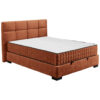 BED MET MATRAS 120 cm x 200 cm, textiel, cognackleurig houtmateriaal