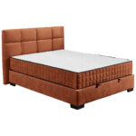 BED MET MATRAS 120 cm x 200 cm, textiel, cognackleurig houtmateriaal thumbnail 1