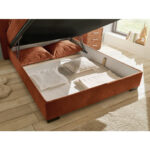 BED MET MATRAS 120 cm x 200 cm, textiel, cognackleurig houtmateriaal thumbnail 5