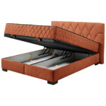 BED MET MATRAS 160 cm x 200 cm, houtmateriaal, cognackleurig textiel thumbnail 5