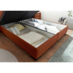 BED MET MATRAS 160 cm x 200 cm, houtmateriaal, cognackleurig textiel thumbnail 7