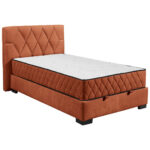 BED MET MATRAS 120 cm x 200 cm, textiel, cognackleurig houtmateriaal thumbnail 1