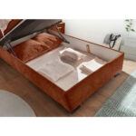 BED MET MATRAS 120 cm x 200 cm, textiel, cognackleurig houtmateriaal thumbnail 5