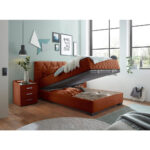 BED MET MATRAS 120 cm x 200 cm, textiel, cognackleurig houtmateriaal thumbnail 6