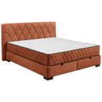 BED MET MATRAS 180 cm x 200 cm, textiel, cognackleurig houtmateriaal thumbnail 1