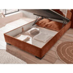 BED MET MATRAS 120 cm x 200 cm, textiel, cognackleurig houtmateriaal thumbnail 7