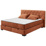 BED MET MATRAS 180 cm x 200 cm, textiel, cognackleurig houtmateriaal thumbnail 5