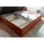 BED MET MATRAS 180 cm x 200 cm, textiel, cognackleurig houtmateriaal thumbnail 7