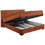 BED MET MATRAS 180 cm x 200 cm, textiel, cognackleurig houtmateriaal thumbnail 4