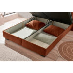 BED MET MATRAS 180 cm x 200 cm, textiel, cognackleurig houtmateriaal thumbnail 7