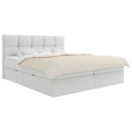 BED MET MATRAS 140 cm x 200 cm, hout, textiel, houtmateriaal wit thumbnail 2