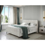 BED MET MATRAS 180 cm x 200 cm, hout, textiel, houten materiaal wit thumbnail 1