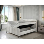 BED MET MATRAS 180 cm x 200 cm, hout, textiel, houten materiaal wit thumbnail 3