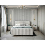 BED MET MATRAS 180 cm x 200 cm, hout, textiel, houten materiaal wit thumbnail 4