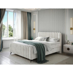 BED MET MATRAS 180 cm x 200 cm, hout, textiel, houten materiaal wit