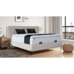 BED MET MATRAS 180 cm x 200 cm, metaal, textiel, houtmateriaal wit thumbnail 2