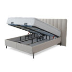 BED MET MATRAS 180 cm x 200 cm, metaal, textiel, houtmateriaal wit thumbnail 3