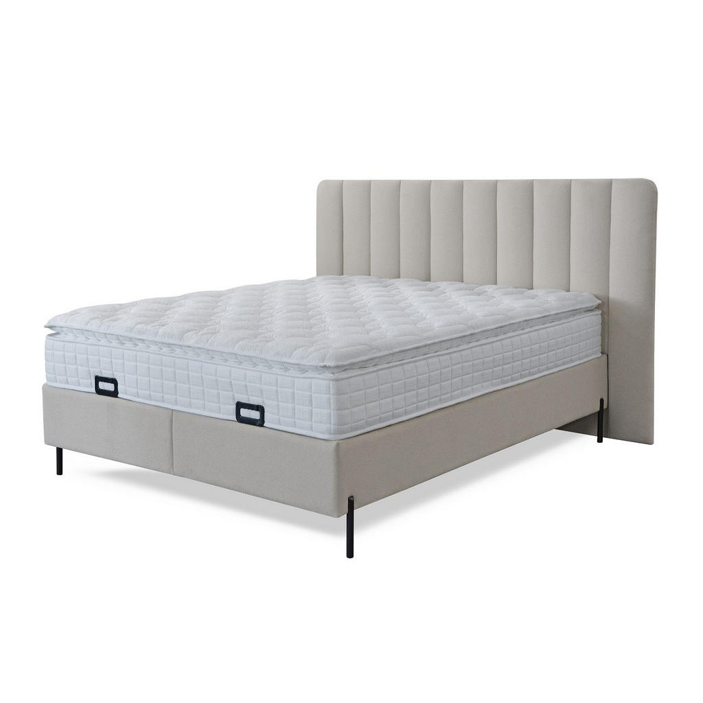 BED MET MATRAS 180 cm x 200 cm, metaal, textiel, houtmateriaal wit