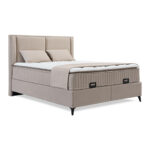 BED MET MATRAS 160 cm x 200 cm, metaal, kunststof, textiel, houtmateriaal wit thumbnail 3