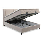 BED MET MATRAS 160 cm x 200 cm, metaal, kunststof, textiel, houtmateriaal wit thumbnail 4