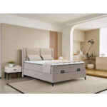 BED MET MATRAS 160 cm x 200 cm, metaal, kunststof, textiel, houtmateriaal wit thumbnail 2