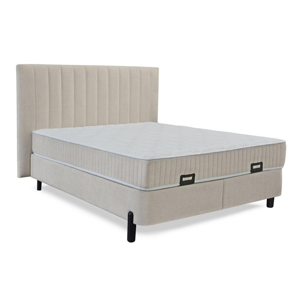 BED MET MATRAS 180 cm x 200 cm, metaal, textiel, houtmateriaal wit
