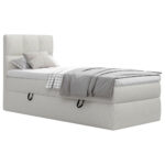 BED MET MATRAS 90 cm x 200 cm, hout, textiel, houten materiaal wit thumbnail 2