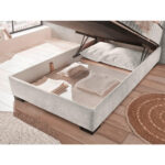 BED MET MATRAS 120 cm x 200 cm, textiel, houtmateriaal wit thumbnail 5