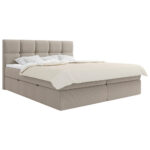 BED MET MATRAS 140 cm x 200 cm, hout, textiel, houten materiaal wit thumbnail 2