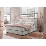 BED MET MATRAS 180 cm x 200 cm, textiel, houtmateriaal wit thumbnail 2