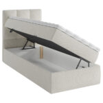 BED MET MATRAS 90 cm x 200 cm, hout, textiel, houten materiaal wit thumbnail 4