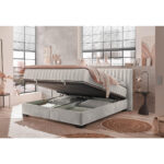 BED MET MATRAS 180 cm x 200 cm, textiel, houtmateriaal wit thumbnail 4