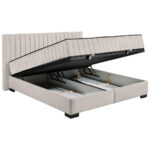 BED MET MATRAS 180 cm x 200 cm, textiel, houtmateriaal wit thumbnail 5