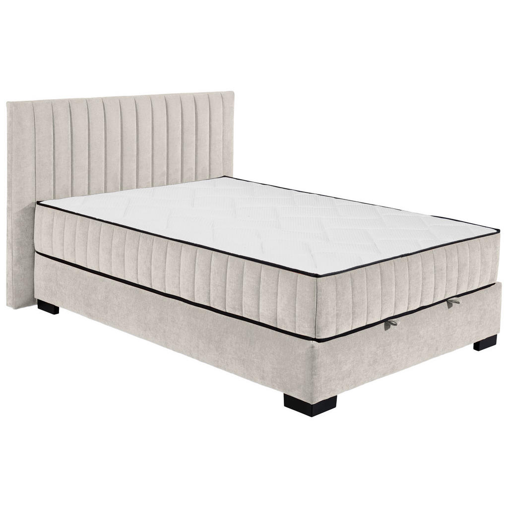BED MET MATRAS 140 cm x 200 cm, textiel, houtmateriaal wit